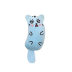 Petit jouet bleu clair en peluche pour chat avec visage de chat