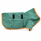 Peignoir de séchage pour chien — Gris ou vert — fond blanc