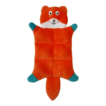 Ours plat orange en peluche sonore pour chien