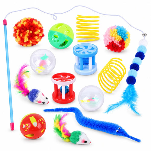 Coffret de jouets pour chat — 12 ou 14 pièces — fond blanc