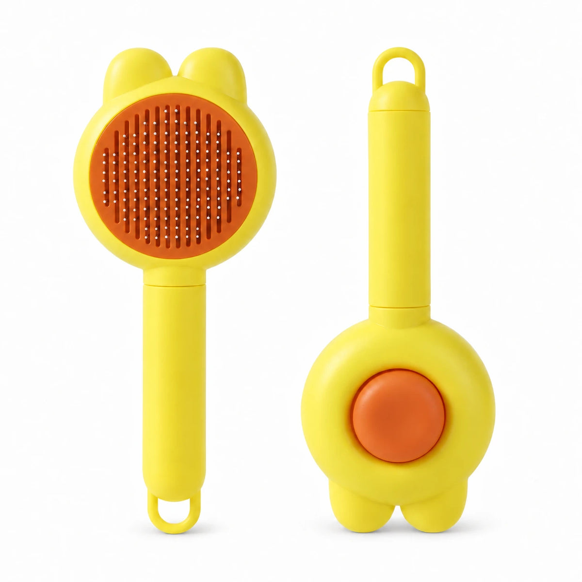 Brosse de toilettage à bouton — Jaune — 1