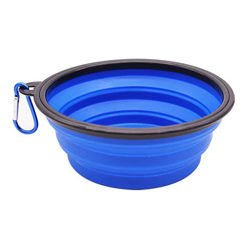 Gamelle de voyage pliable bleue avec bord noir et mousqueton, 350 ml