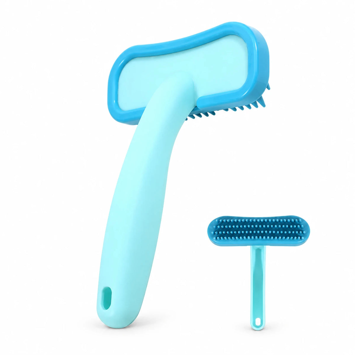 Petite brosse souple en silicone pour chat — fond blanc