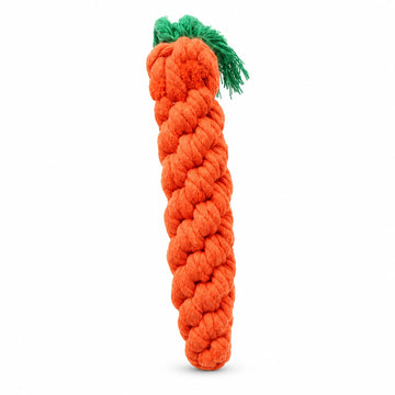 Jouet carotte en corde pour chien — 19 cm — fond blanc
