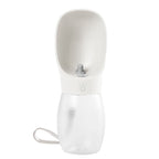 Gourde portable blanche pour chien et chat avec bol intégré, 300 ml