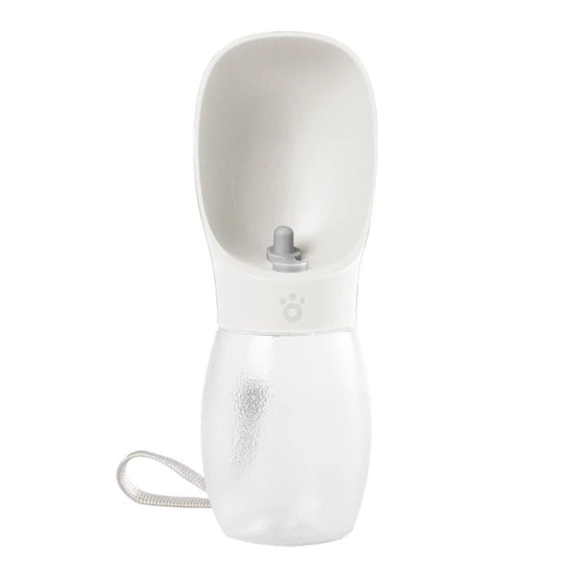 Gourde portable blanche pour chien et chat avec bol intégré, 300 ml