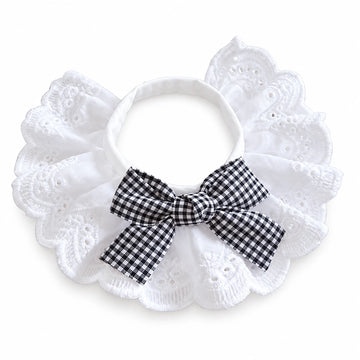 Collerette à nœud vichy pour chat — Taille S — fond blanc