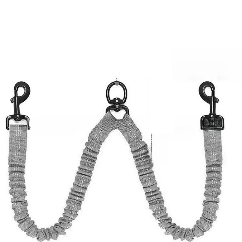 Laisse double élastique pour promener deux chiens — WOUF BAZAR