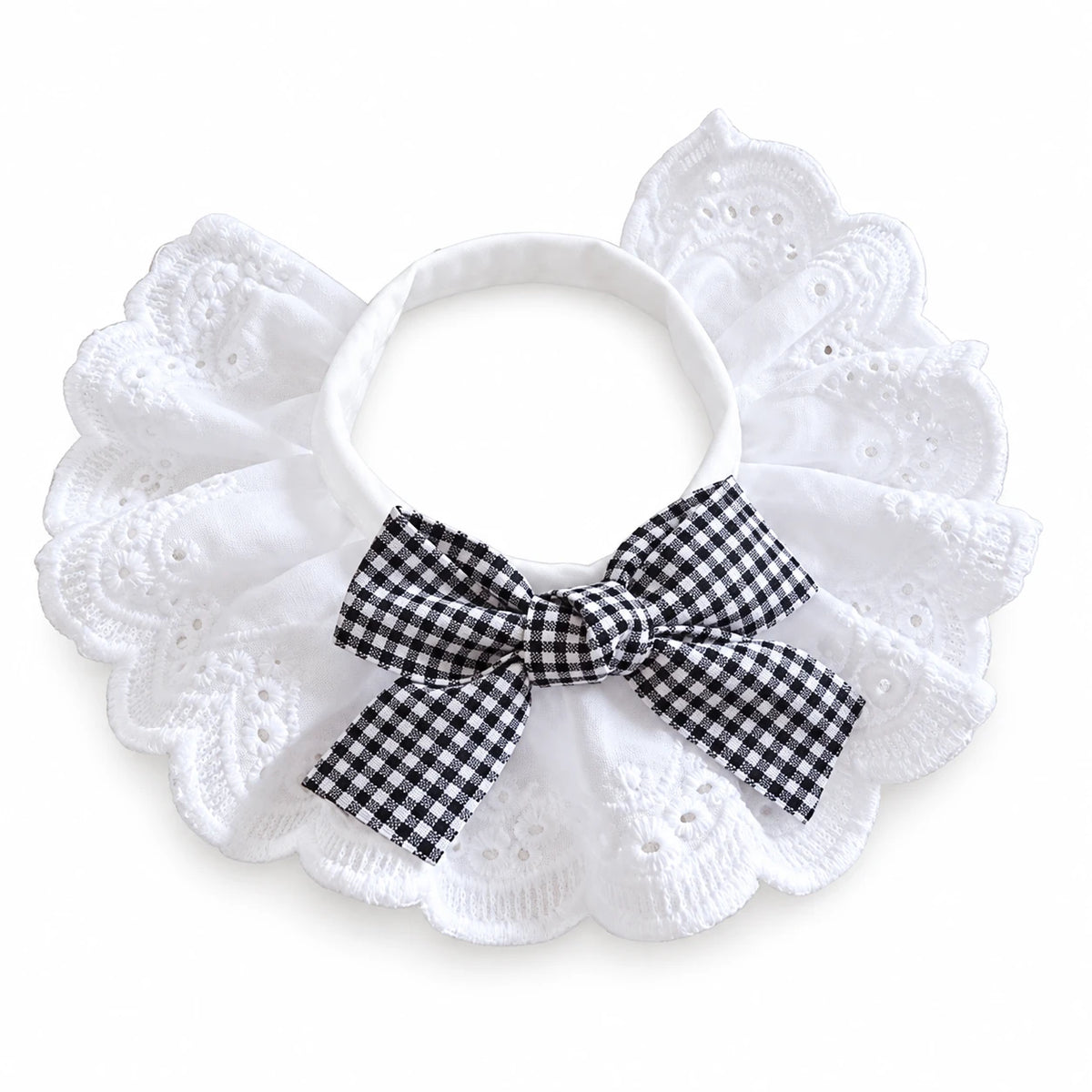 Collerette à nœud vichy pour chat — Taille S — fond blanc