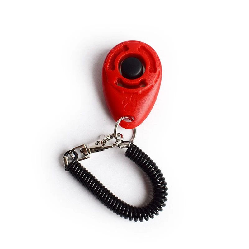 Clicker d’apprentissage rouge avec dragonne noire pour chien et chat