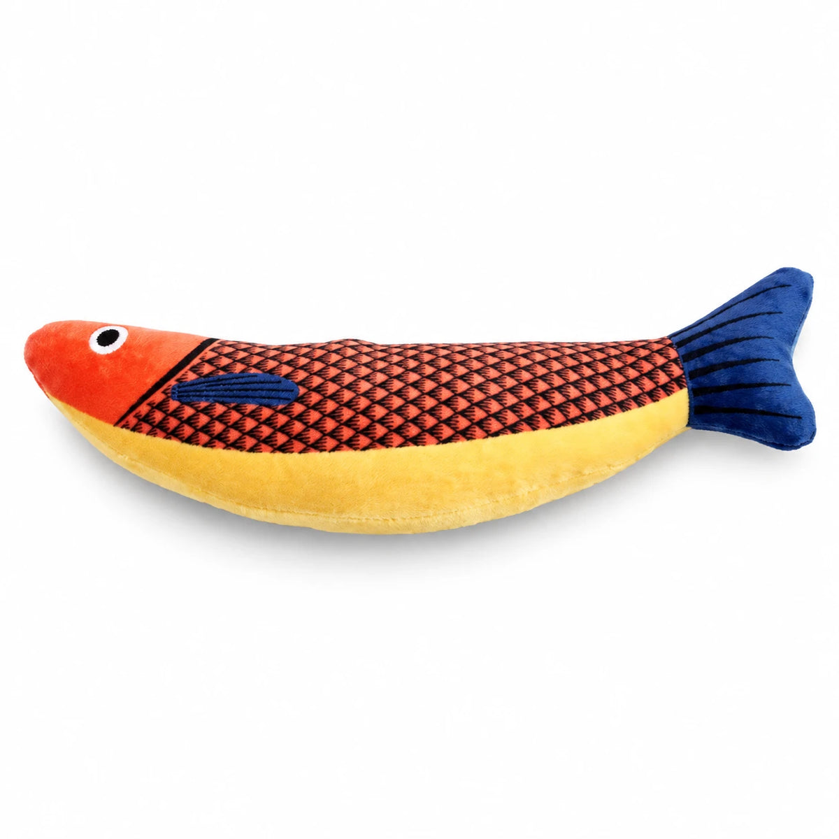 Poisson en peluche pour chat — fond blanc