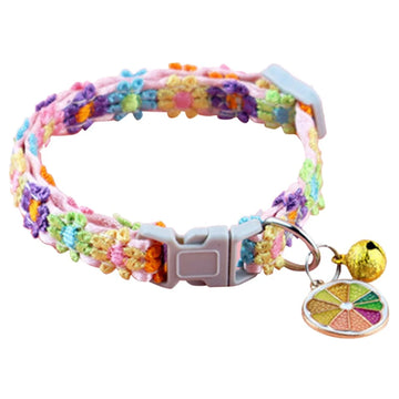 Collier fleuri avec boucle et grelot pour petit chien et chat