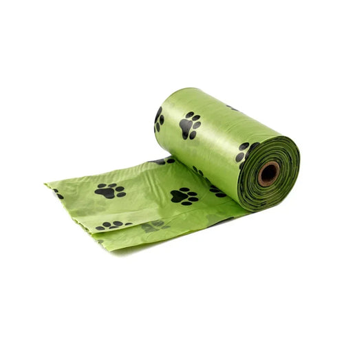 Sacs à déjections verts à motifs pattes pour chien, deux rouleaux de 30 sacs au total