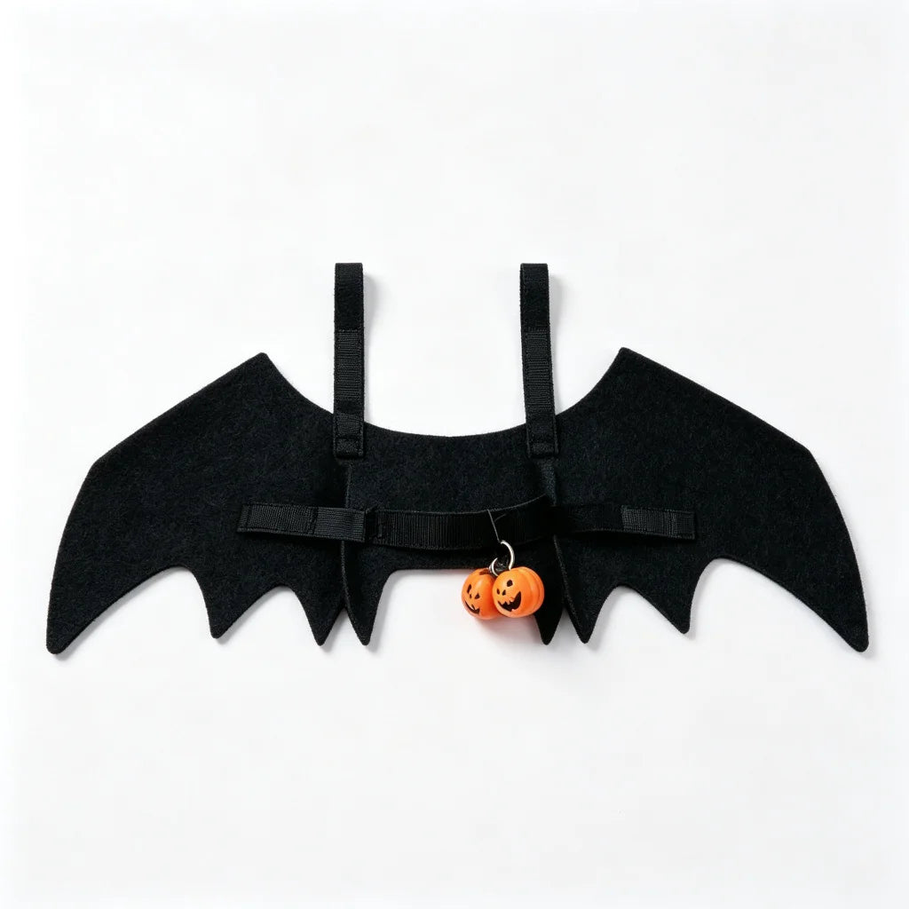 Costume chauve-souris Halloween en feutre noir avec détails citrouille — vendu par lot de deux