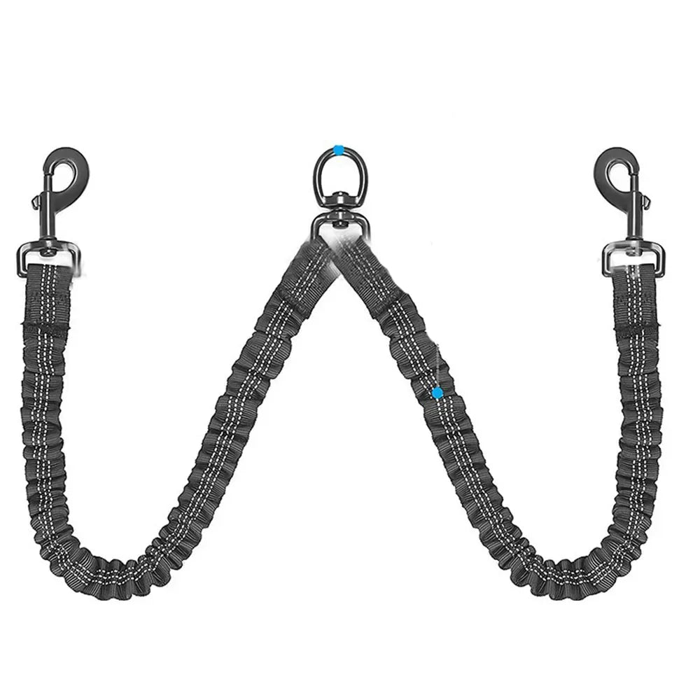 Laisse double élastique pour promener deux chiens — WOUF BAZAR