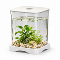 Aquarium de bureau blanc avec éclairage — suggestion d’aménagement