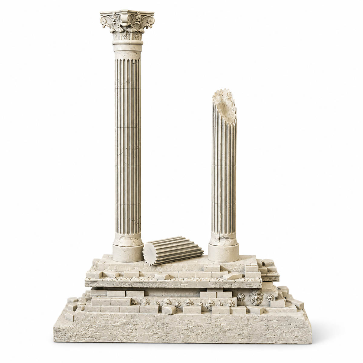 Décoration pour aquarium, ruines à deux colonnes, sur fond blanc
