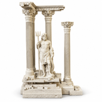 Décoration pour aquarium, temple et statue, sur fond blanc