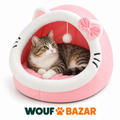 Niche douillette pour chat rose sur fond blanc — WOUF BAZAR