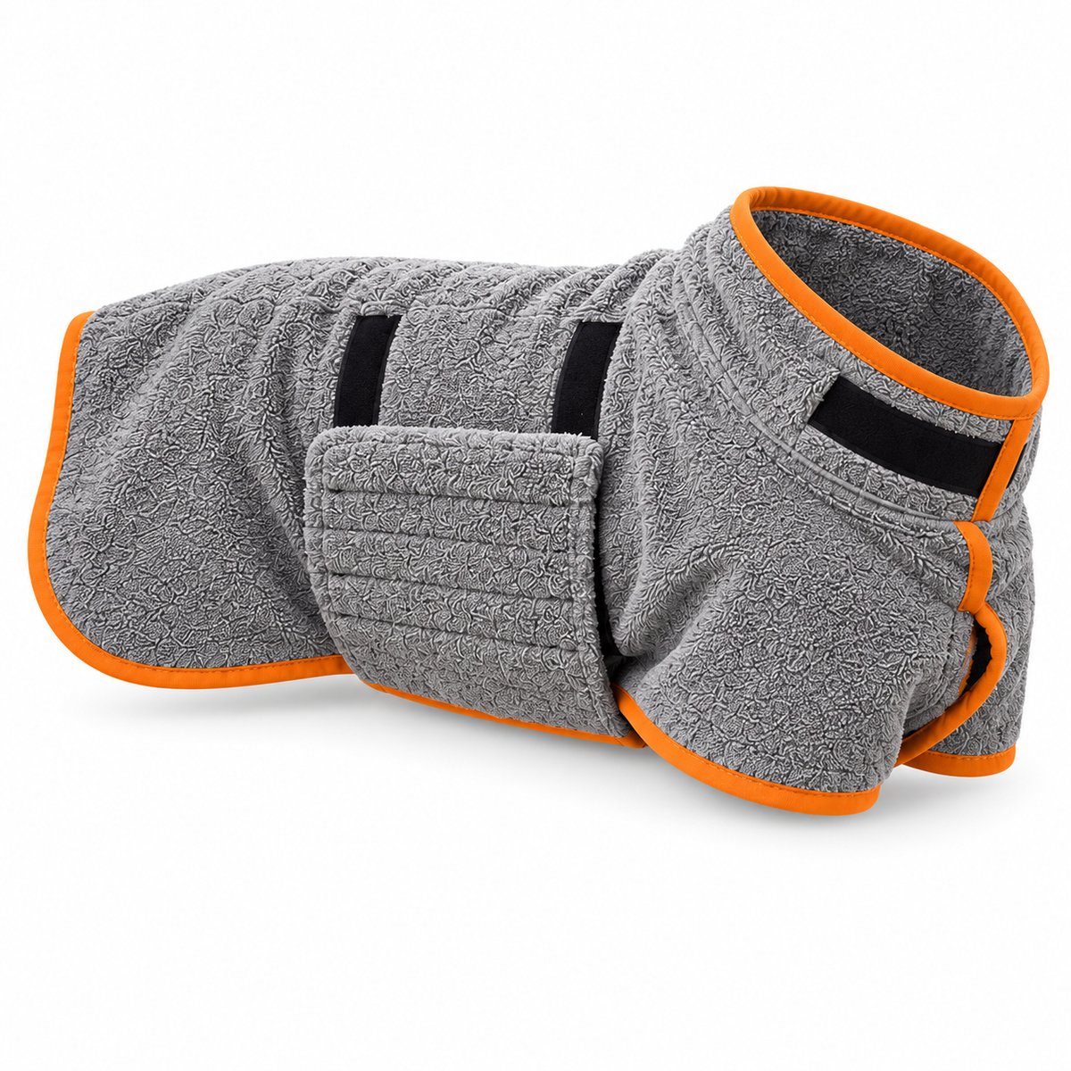 Peignoir absorbant pour chien — Après le bain — fond blanc