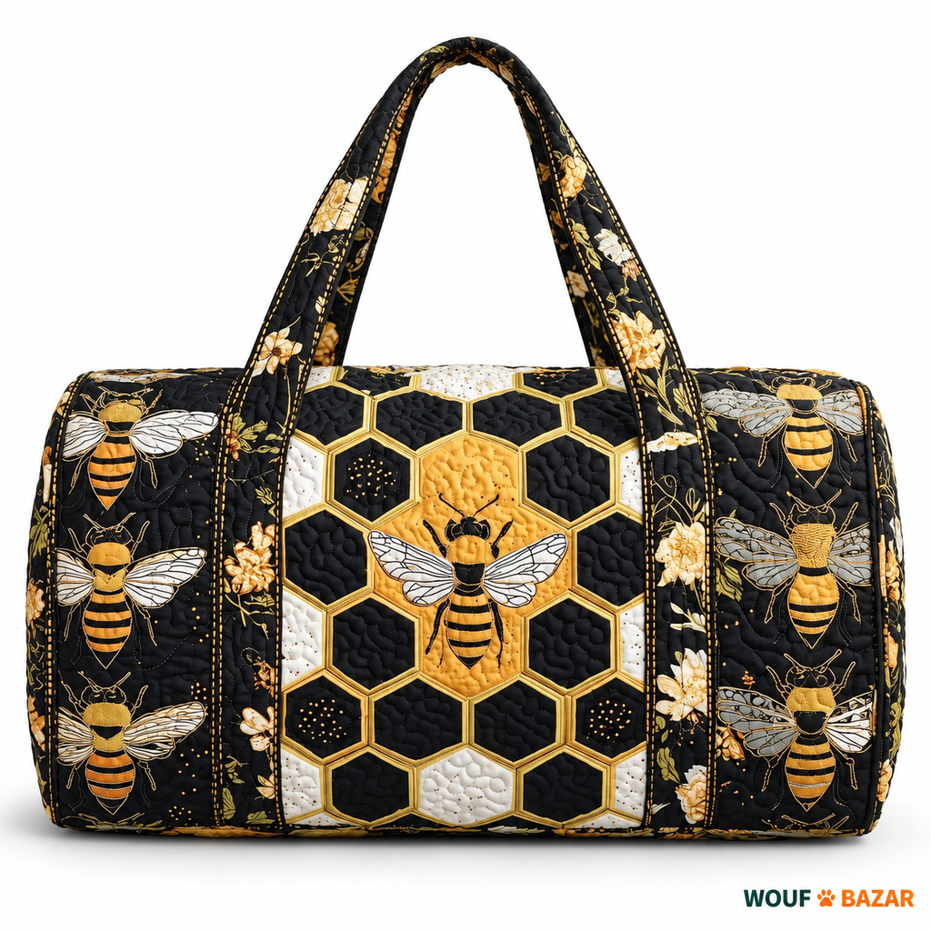 Sac de voyage Abeilles & fleurs — Alvéoles dorées — WOUF BAZAR