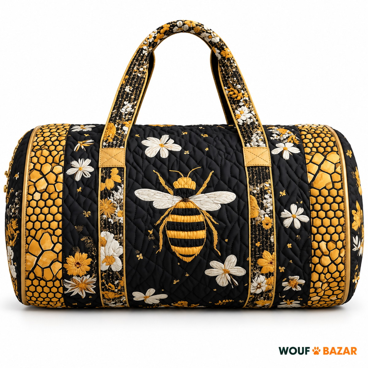 Sac de voyage Abeilles & fleurs — Marguerites & alvéoles — WOUF BAZAR