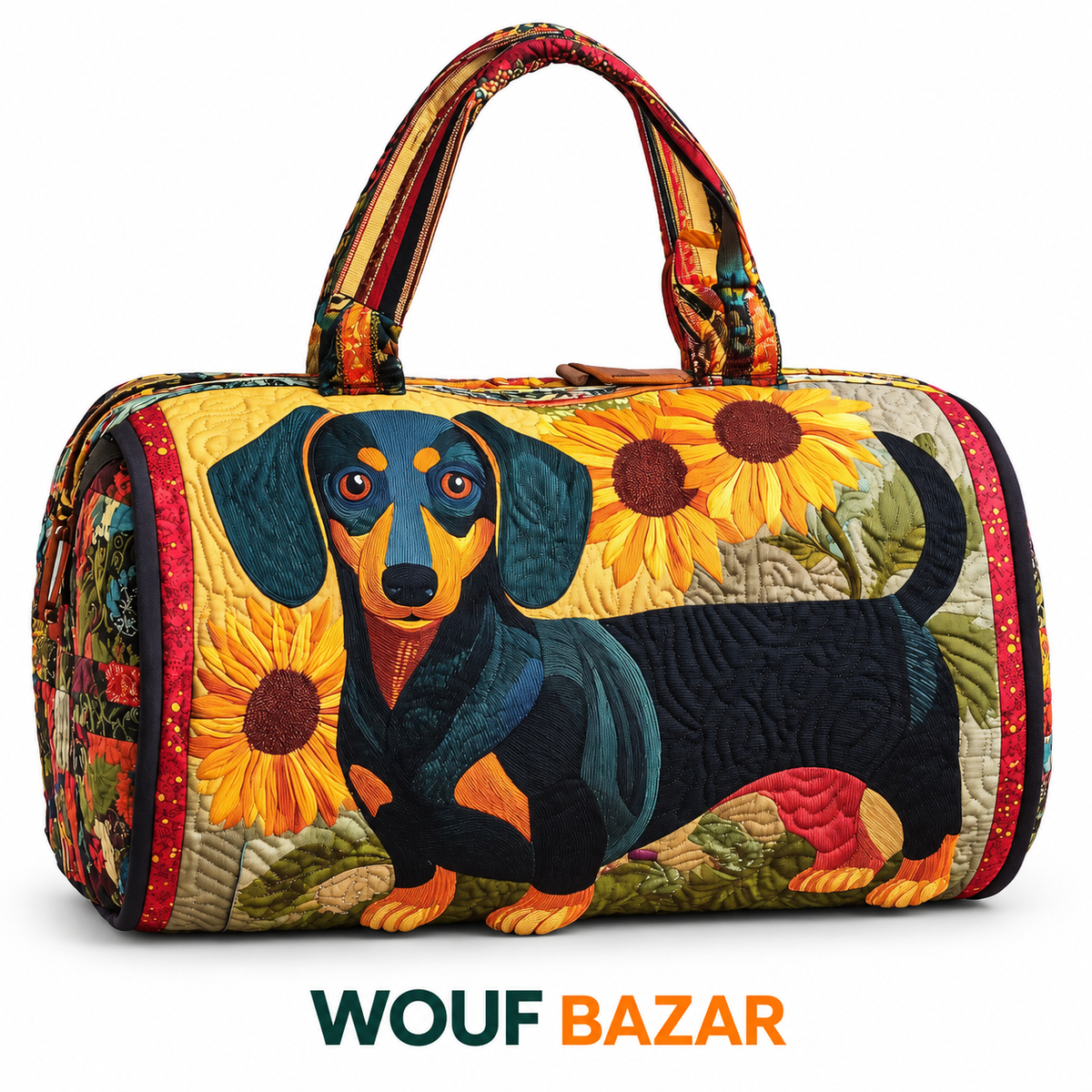Sac de voyage Compagnons Teckel tournesols — WOUF BAZAR