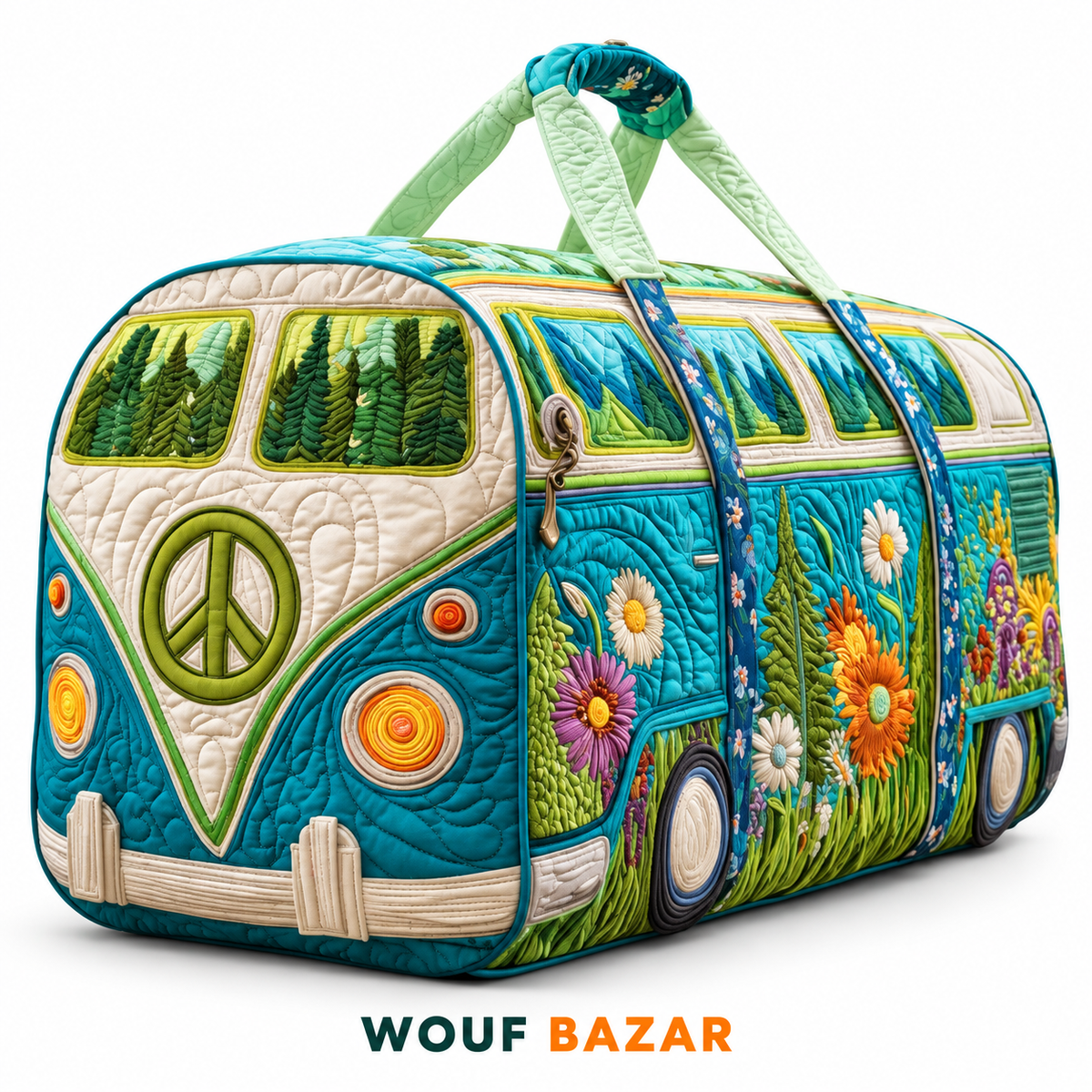 Sac de voyage Escapade Jardin turquoise — WOUF BAZAR