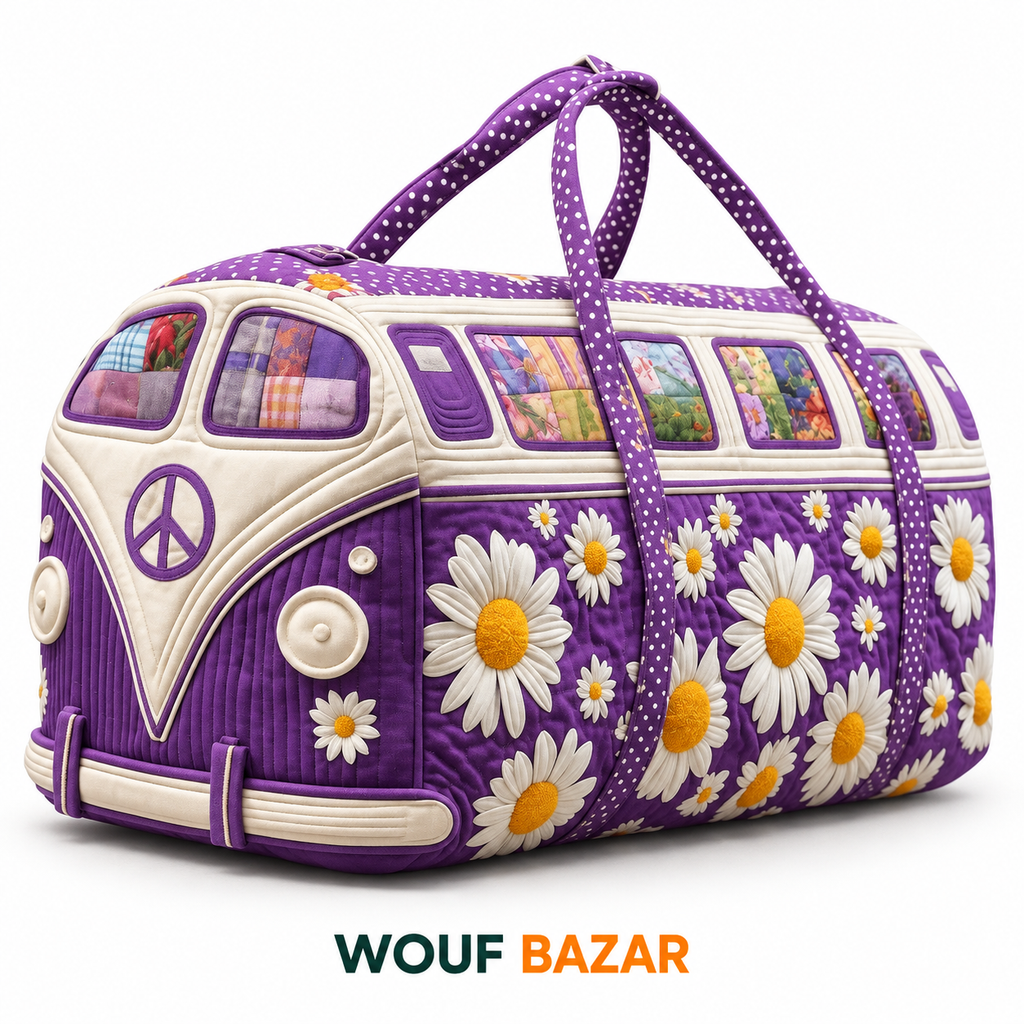 Sac de voyage Escapade — Marguerites violettes — WOUF BAZAR