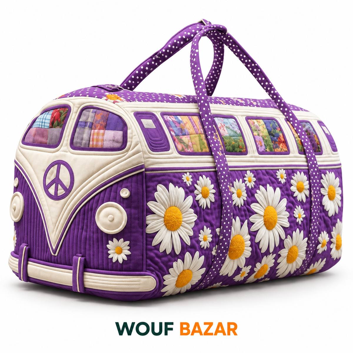 Sac de voyage Escapade — Marguerites violettes — WOUF BAZAR