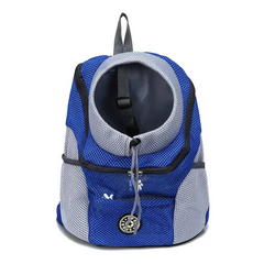 Sac de transport bleu pour petit chien et chat sur fond blanc