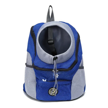 Sac de transport bleu pour petit chien et chat sur fond blanc