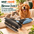 Brosse de toilettage 3 en 1 pour chien et chat — Bleu — produit sur fond blanc