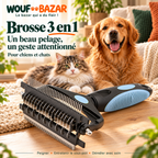 Brosse de toilettage 3 en 1 pour chien et chat — Bleu — produit sur fond blanc