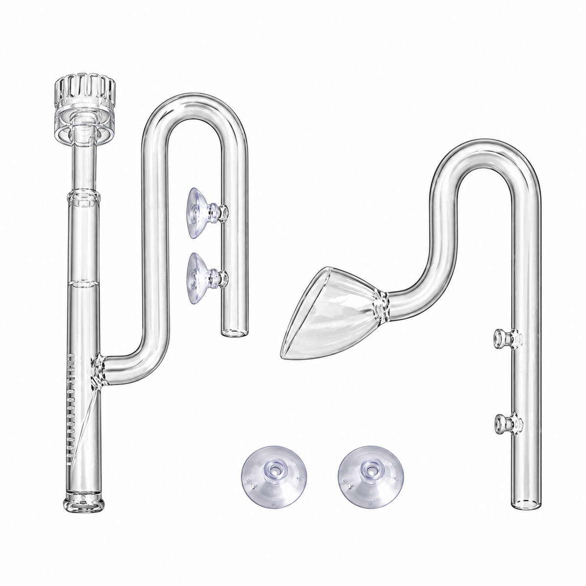Ensemble de cannes en verre pour aspiration et rejet d’aquarium avec ventouses