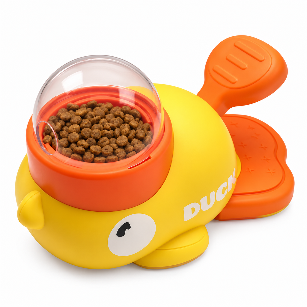 Canard distributeur de croquettes pour chien — produit sur fond blanc