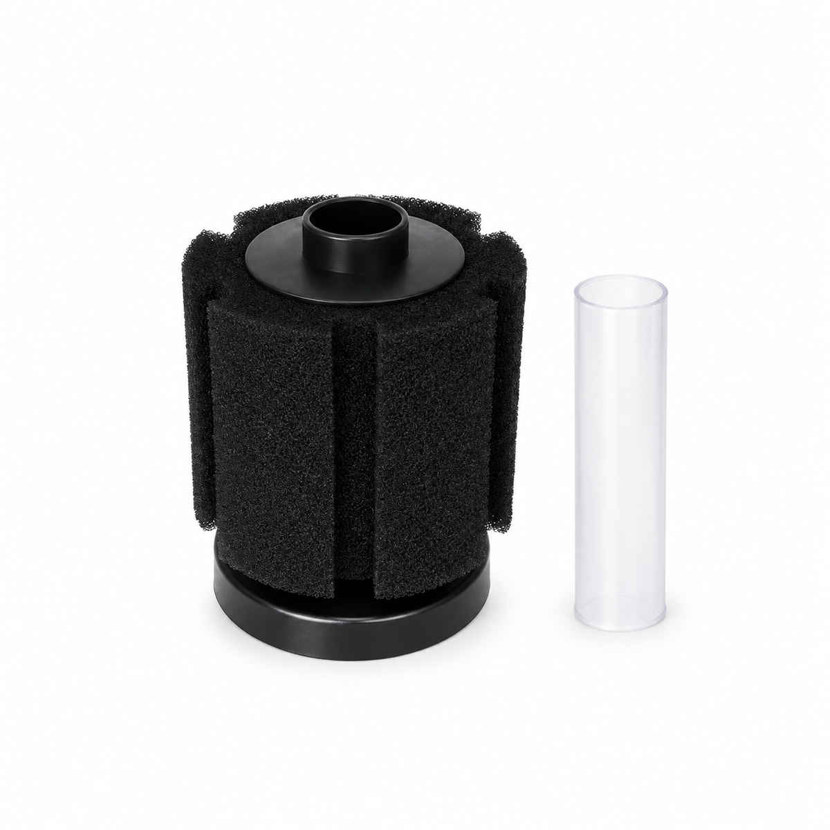 Filtre à mousse compact pour aquarium avec socle et tube transparent