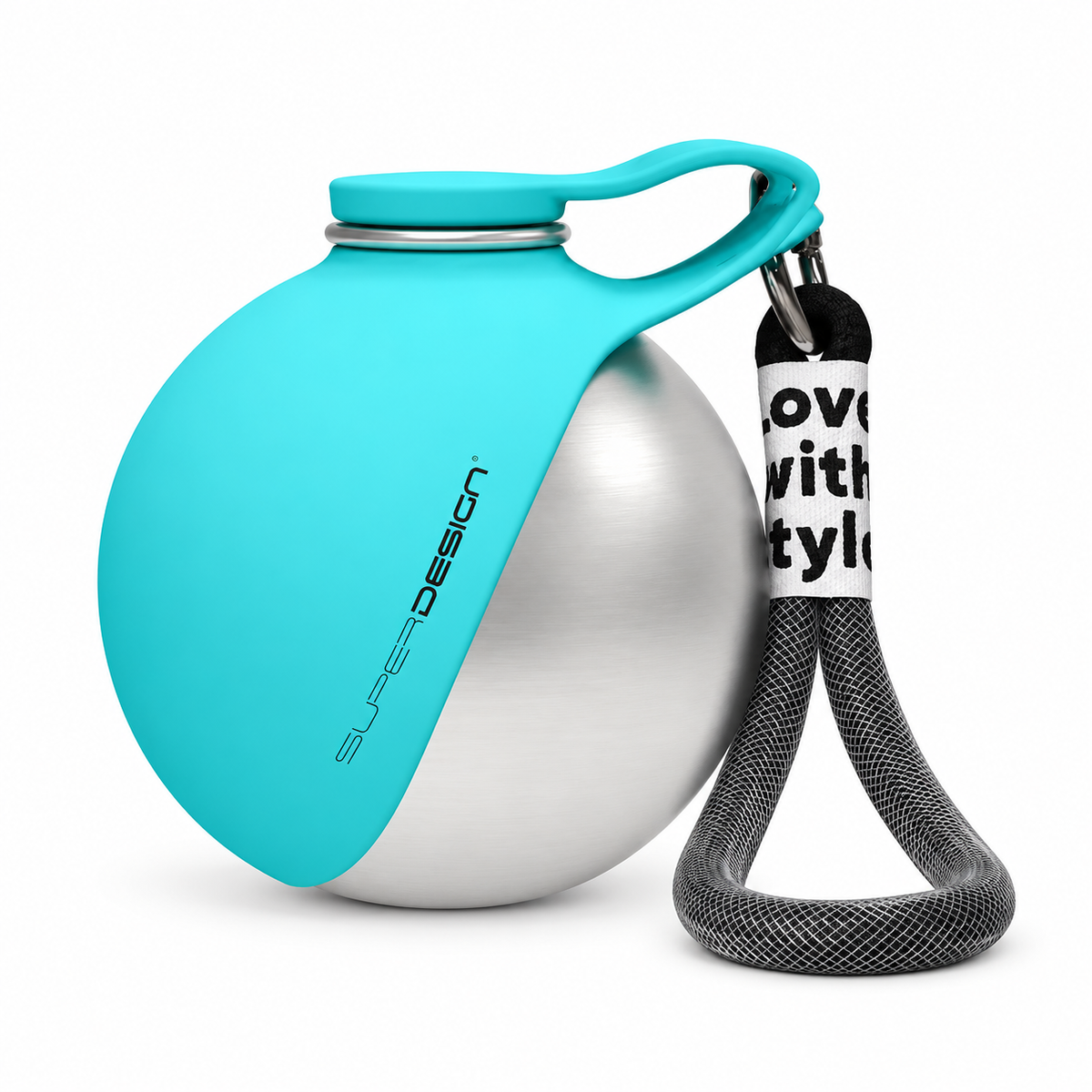 Gourde 285 ml turquoise unie sur fond blanc