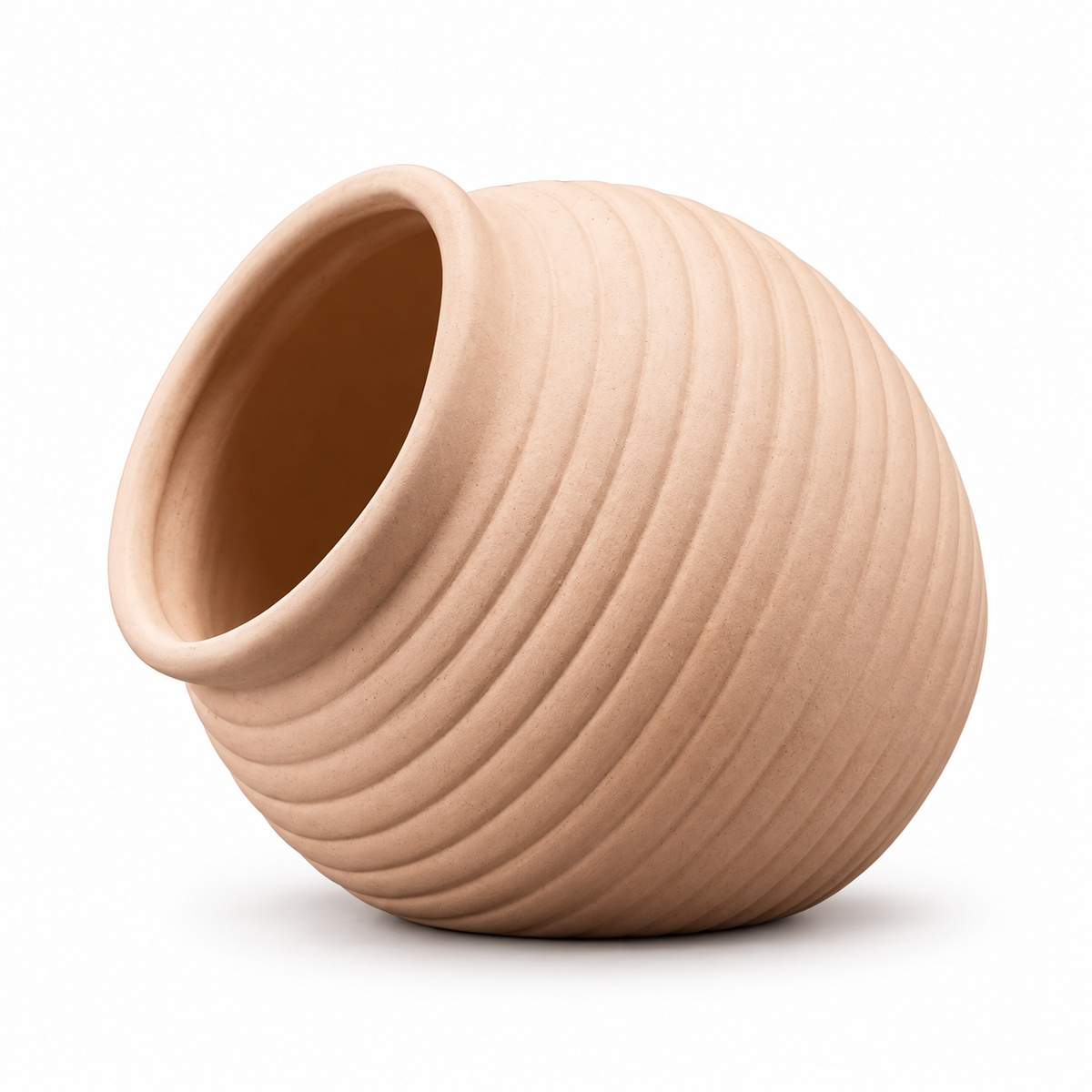 Grotte ronde en céramique beige pour aquarium