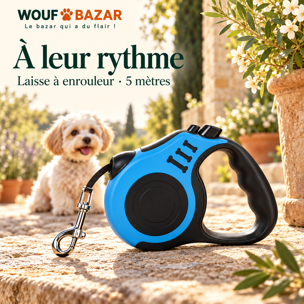 Laisse à enrouleur pour petit chien — 5 m — produit sur fond blanc