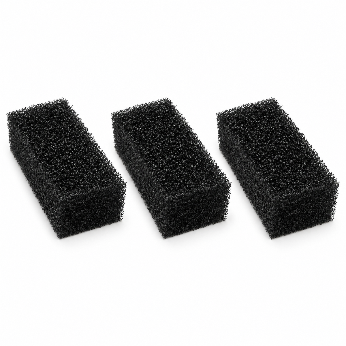 Lot de trois mousses noires de préfiltration pour aquarium