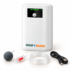 Kit pompe à air rechargeable TD-100A avec diffuseur, tuyau, clapet et câble USB — visuel WOUF BAZAR