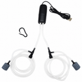 Pompe à air USB noire pour aquarium avec deux tuyaux et diffuseurs