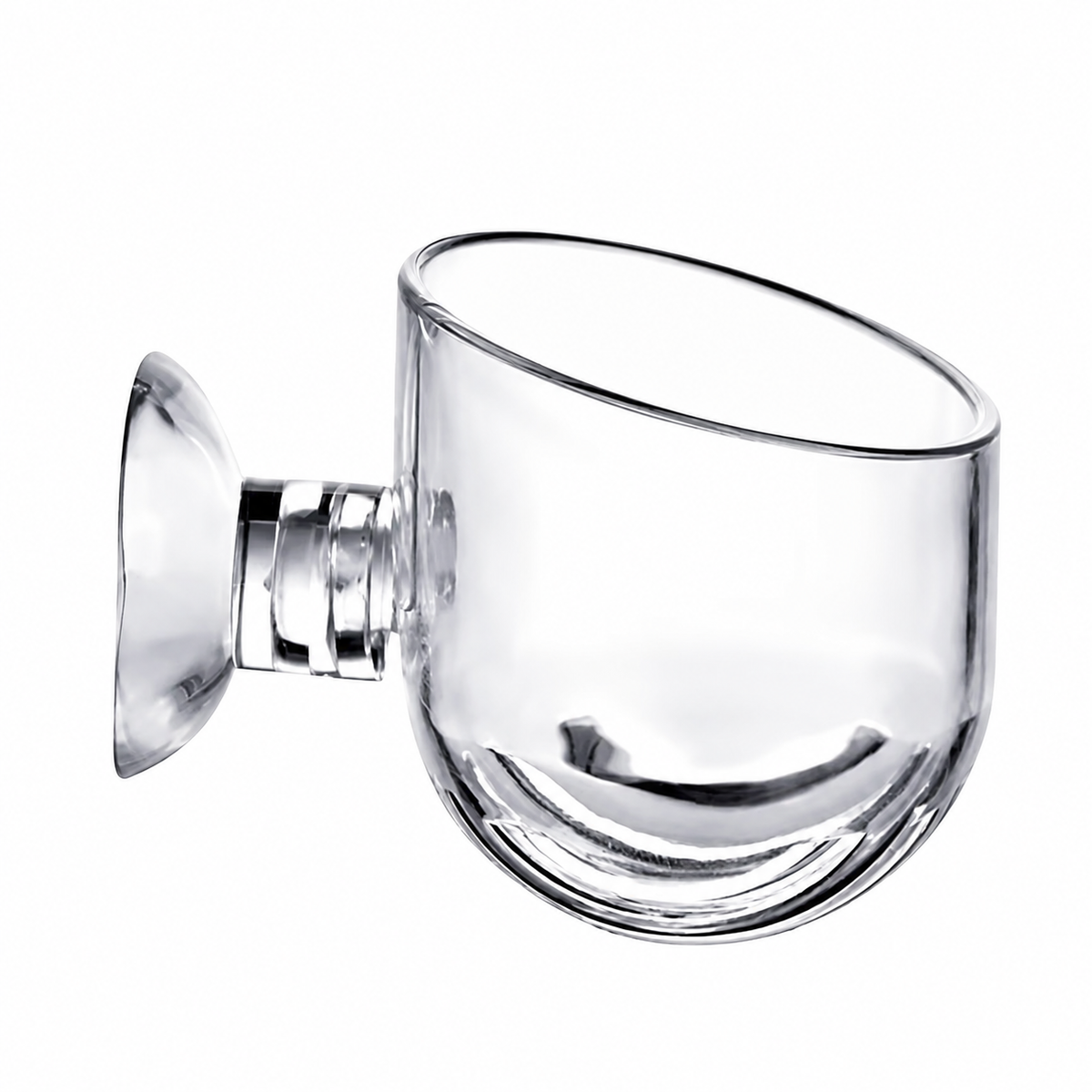 Petit pot transparent pour plantes d’aquarium avec ventouse sur fond blanc
